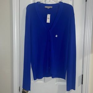 NWT LOFT v-neck button-down blue cardigan